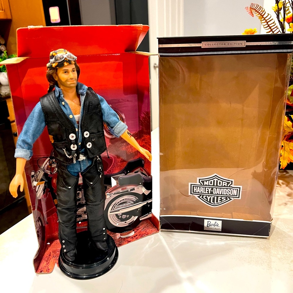 Vintage 1999 Harley Davidson Limited Edition Ken Doll with Flame Helmet